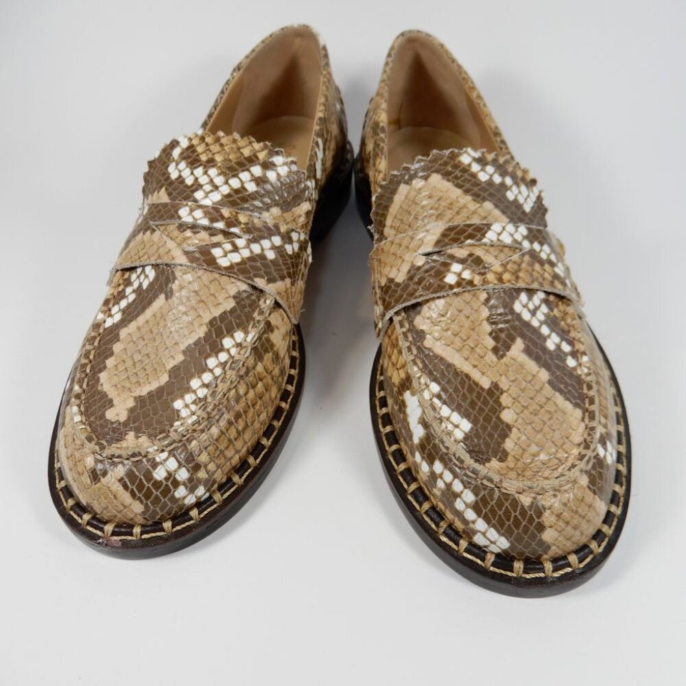 SCHUTZ Christie Penny Lug Loafers Shoes Size 6 Snakeskin Embossed Leather NEW - Picture 6 of 11